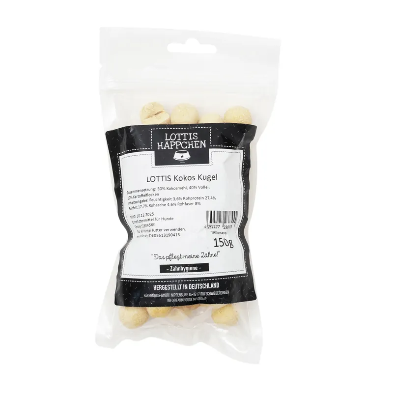 Zertifiziert LOTTIS HÄPPCHEN Kokos Kugel 150 g